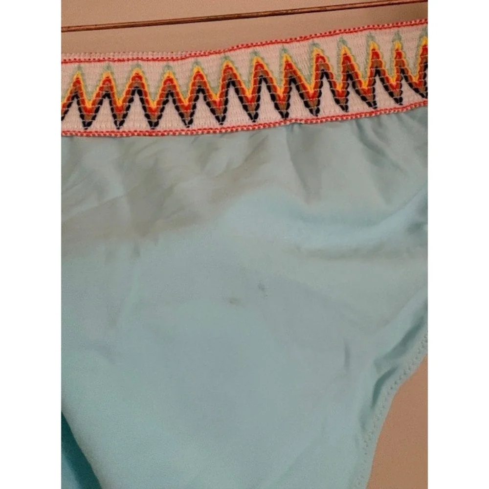 Blooming Jelly Blue Boho Embroidered High‎ Waisted Bikini Set Large NEW - Picture 5 of 7